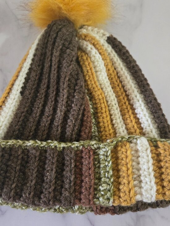 Crochet Striped Beanie: Funky Multicolor Acrylic Winter Hat main image 7